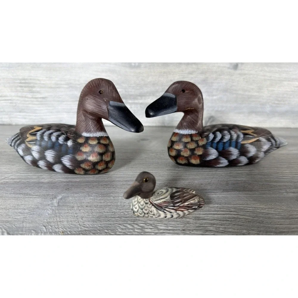 3 Vtg Hand Painted Wooden Ducks Figurines People's Republic Of China Numbered